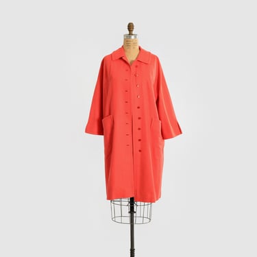 Vintage 50s 60s salmon orange woven wool coat 