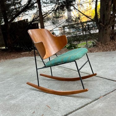 IB Kofod Larsen Penguin Danish Mid Century Modern Rocking Chair 