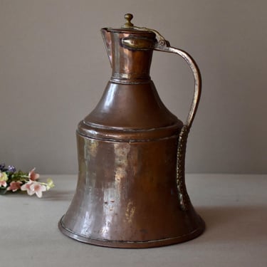 Antique Copper Water Jug Ethnographic Copper Pitcher Hand Hammered Copper Jug 