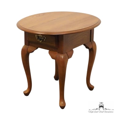 KINCAID FURNITURE Solid Oak Rustic Country Style 23" Oval Accent End Table 