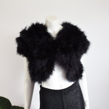 1980s Black Marabou Feather Jacket - S 