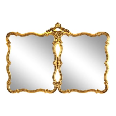 Vintage Carved Gold Leaf Double Mirror 