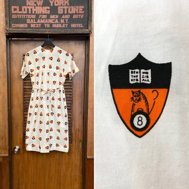 Vintage 1960’s Princeton Reunion 1938 Cotton Print Mod Ivy League Dress, Mod, Princeton, 1960’s, Cotton, 8 Ball, Vintage Dress 
