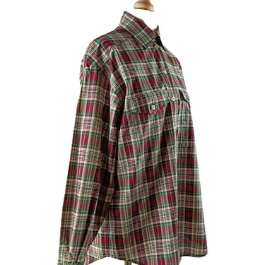 Jaeger 1980s Checkered Cotton Button-Up Shirt - British Vintage - Size M 