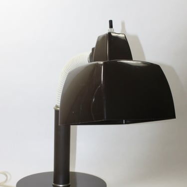 Vintage MCM Brown White Flex Gooseneck Desk Task Table Lamp 
