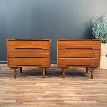 Pair of Mid-Century Modern Walnut Dressers by Stanley, c.1950’s 