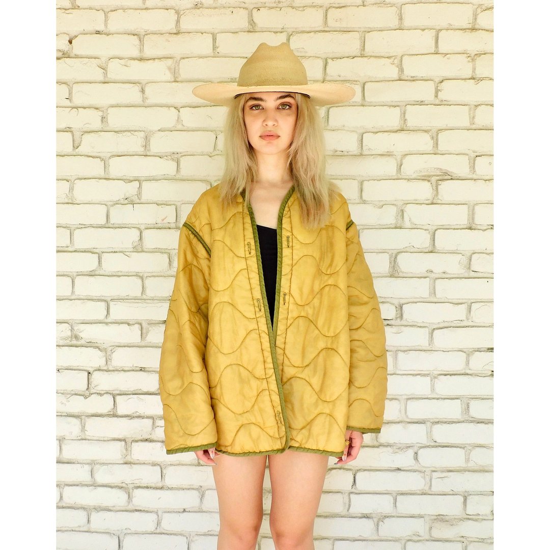 Sol Liner Jacket // vintage army orange yellow gold military boho Fenix Vintage Los Angeles, CA