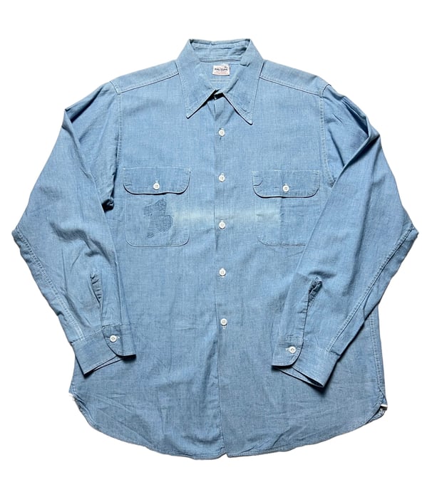Reworked 70's Big Yank Chambray Workwear Shirt Denim Pocket