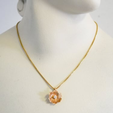Vintage 14K Chain and Flower Pendant Necklace 