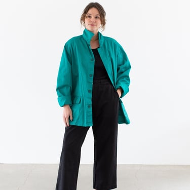 Vintage Emerald Green Chore Jacket | Unisex Cotton Utility Work | Made in Italy | L | IT391 