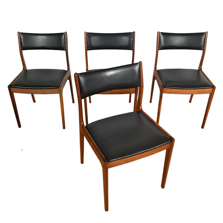 Set of 4 Danish Teak Upholstered Shortback Dining Chairs by Uldum Mobelfabrik