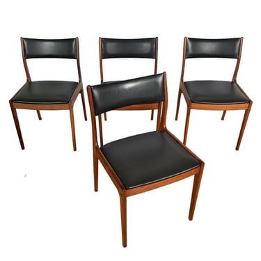 Set of 4 Danish Teak Upholstered Shortback Dining Chairs by Uldum Mobelfabrik