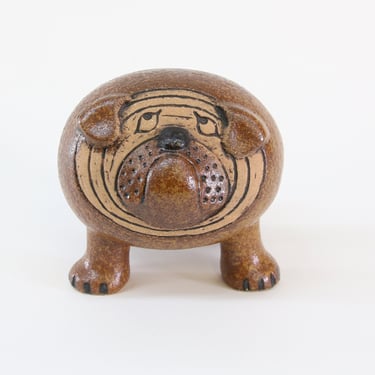 Vintage Lisa Larson for Gustavsberg Midi Bulldog Ceramic Sculpture. MCM Swedish Stoneware 