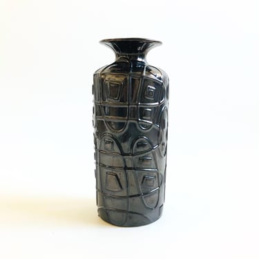 Mid Century West German Black Pottery Vase 