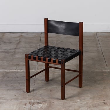 Woven Leather Side Chair by Robert Baron for Glenn of California 