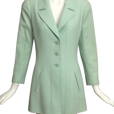 CHANEL BOUTIQUE- 1997 Mint Green Wool Jacket, Size 8