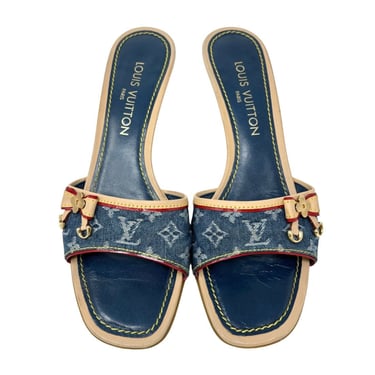 Louis Vuitton Blue Denim Kitten Heels