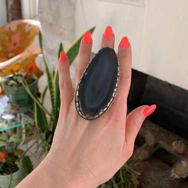 Grey Blue Agate Ring from Nepal