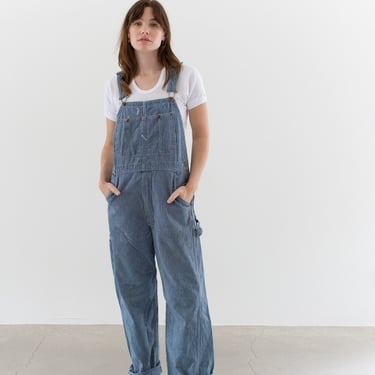 Vintage 32 Waist Blue Striped Denim Overalls | Dickies Railroad Stripe | USA Made Cotton | M L | 