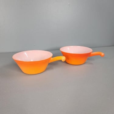 One Orange and Red Anchor Hocking Fire King Handled Bowl MULTIPLES AVAILABLE 