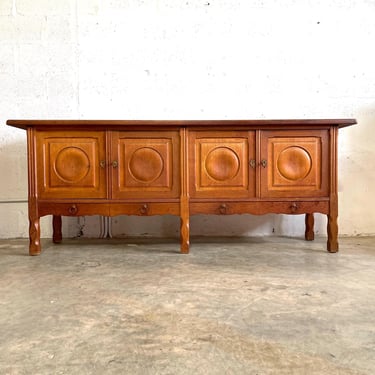 Danish Brutalist Rustic Oak Credenza or Console 