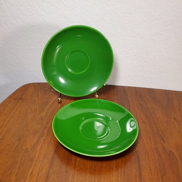 Set of 2 Homer Laughlin Rhythm Green Saucer Plates 