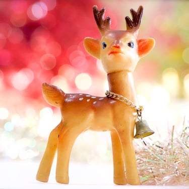 VINTAGE: Japan Old Plastic Reindeer - Deer - Buck - Animal - Ornament - Holiday, Christmas, Xmas - SKU 30-410-00033697 