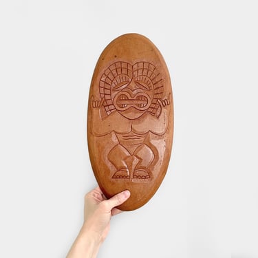 Hand carved Tiki Hanging Wall Art Oval 