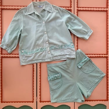 1950s "Darling Denims" Mint Green Summer Play Set - Size L/XL