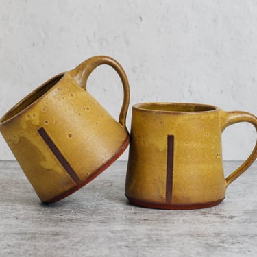 Handmade Ceramic Mug | Satin Yellow Glaze | Mustard Gold Ochre | Modern Pottery | Terracotta | Christmas Present | Coffee Mug | Tea Cup 