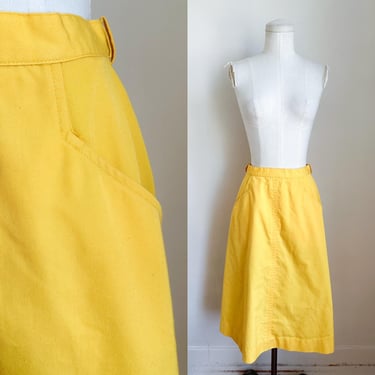 Vintage 1970s Bright Yellow Aline Skirt / 25