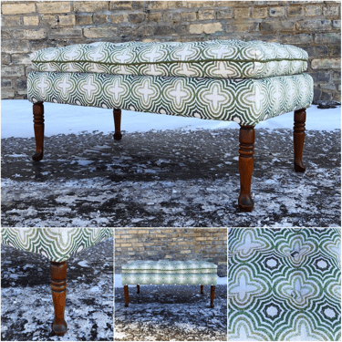 Mid-century Upholstered Bench 
