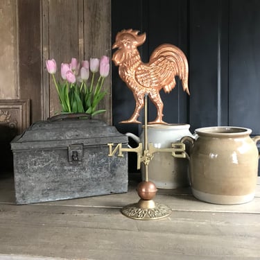 Copper Rooster Weathervane, Cupola Decor, Brass, Chicken Coop, Farmhouse, Garden Deco 