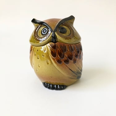 Mid Century Pottery Owl Container by Poppy Trail Pottery California 