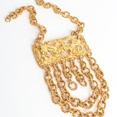 Golden Horse Pendant Rope Chain Necklace