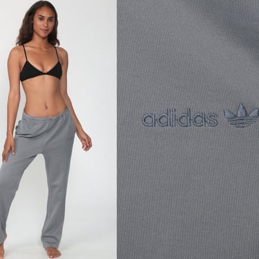 Adidas Track Pants 80s Grey Jogging Running Pants Track Suit trefoil 1980s Sports Vintage Retro Baggy Small 