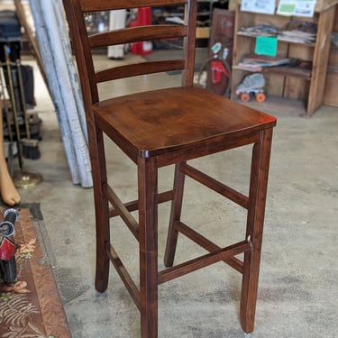 Dark Stained Solid Wood Bar Height Chair