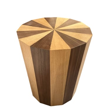 Round Two Toned Wood Side Table