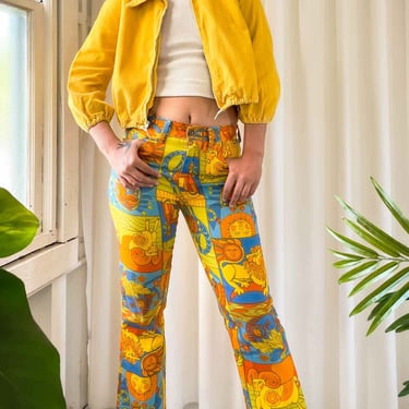 60s Zodiac Print Pants | S