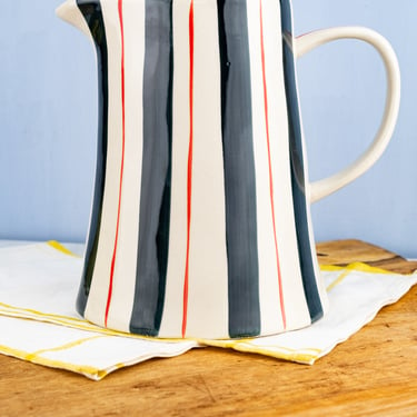 Summer Stripes Hand-Painted Pitcher