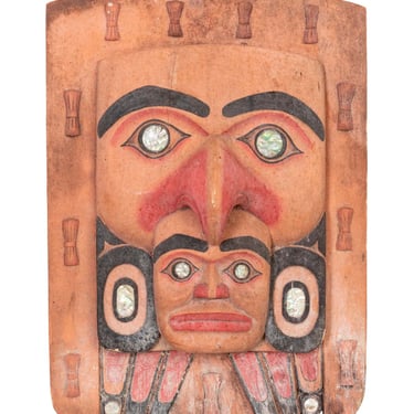 Tlingit mask with abalone inlay