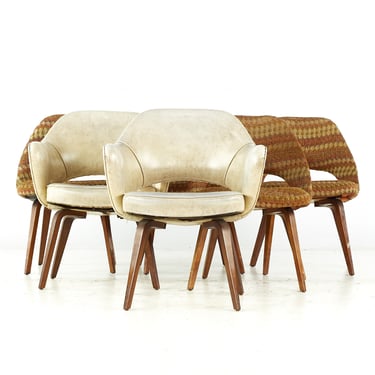 Eero Saarinen for Knoll Mid Century Bentwood Executive Dining Chairs - Set of 6 - mcm 