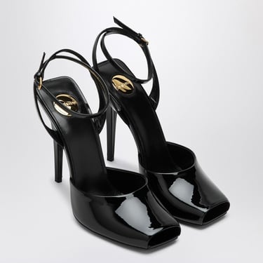 Saint Laurent La Scandale Sandal In Black Patent Leather Women