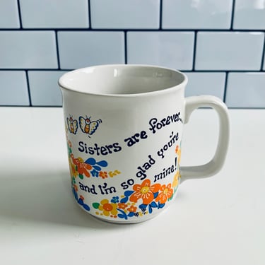 Vintage Sisters Mug, Floral Retro Coffee Mug, Sister Gift 