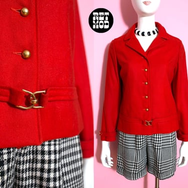 Happy Vintage 60s 70s Red Wool Jacket by Bobbie Brooks 