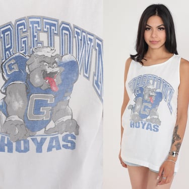 Georgetown Hoyas Shirt 90s College Football Tank Top Bulldogs Graphic Tee Washington DC University Single Stitch Vintage 1990s Medium Large 