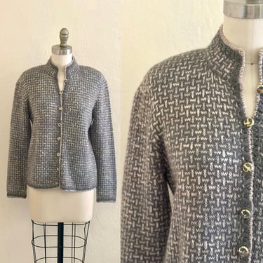 vintage st. john sfa cardigan grey knit classic sweater 