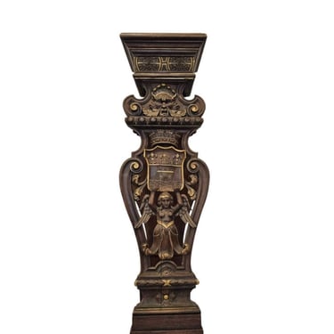 Monumental French Empire Period Parcel Gilt Carved Walnut Armorial Hall Pedestal Plant Stand Early 19th Century 