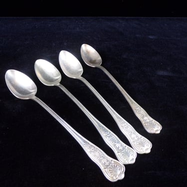 ws/(4) US Navy 7 3/4&quot; Silver Iced Tea Spoons, International Silver