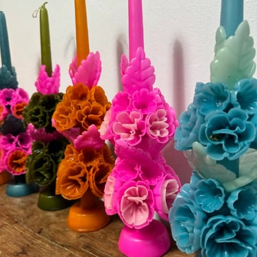 Tall Mexican Floral Candle